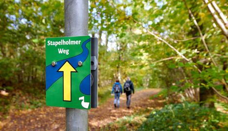 Zwei Wanderer auf dem Stapelholmer Weg