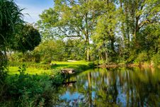 Teich im Garten des Ferienhauses