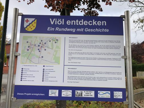 Infotafel mit allen Stationen zum Rundweg "Viöl entdecken"