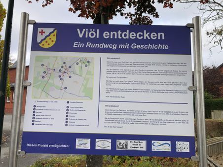Infotafel mit allen Stationen zum Rundweg "Viöl entdecken"